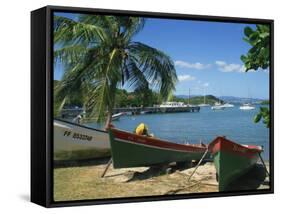 Fishing Boats Pulled Up onto the Beach at Trois Ilets Harbour, Martinique, West Indies-Richardson Rolf-Framed Stretched Canvas