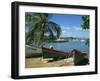 Fishing Boats Pulled Up onto the Beach at Trois Ilets Harbour, Martinique, West Indies-Richardson Rolf-Framed Photographic Print