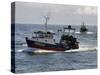 Fishing Boats Returning to Harbour, Guilvinec, Finistere, Brittany, France, Europe-Peter Richardson-Stretched Canvas