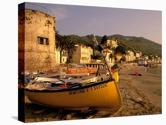 Fishing Boats, Riviera Di Ponente, Laigueglia, Liguria, Portofino, Italy-Walter Bibikow-Stretched Canvas