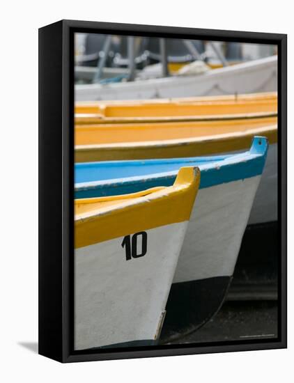Fishing Boats, Spiaggia Grande, Positano, Amalfi Coast, Campania, Italy-Walter Bibikow-Framed Stretched Canvas