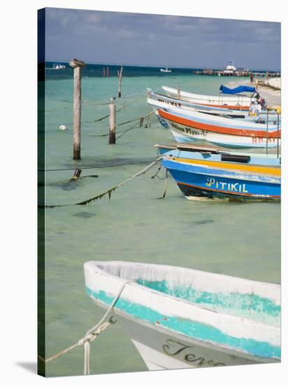 Fishing Boats Tied Up, Isla Mujeres, Quintana Roo, Mexico-Julie Eggers-Stretched Canvas