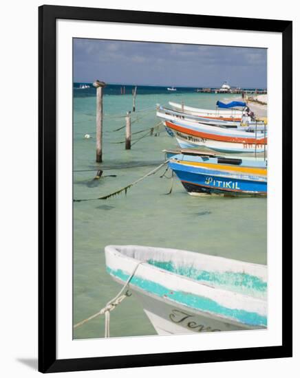 Fishing Boats Tied Up, Isla Mujeres, Quintana Roo, Mexico-Julie Eggers-Framed Photographic Print