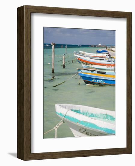 Fishing Boats Tied Up, Isla Mujeres, Quintana Roo, Mexico-Julie Eggers-Framed Photographic Print