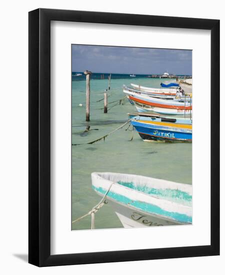 Fishing Boats Tied Up, Isla Mujeres, Quintana Roo, Mexico-Julie Eggers-Framed Photographic Print