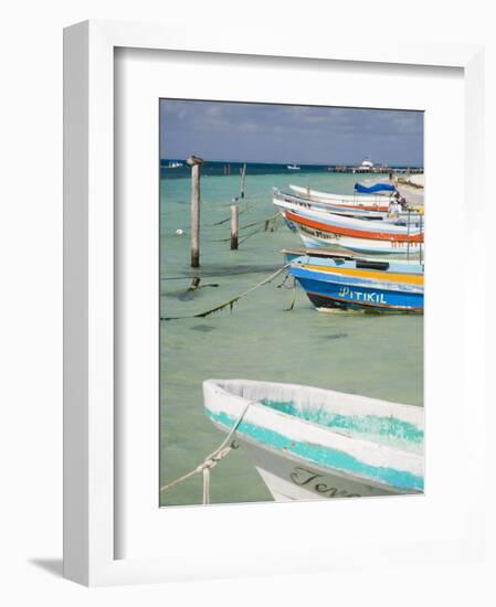 Fishing Boats Tied Up, Isla Mujeres, Quintana Roo, Mexico-Julie Eggers-Framed Photographic Print