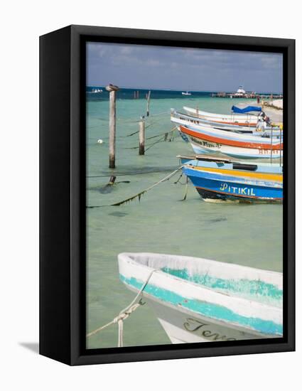 Fishing Boats Tied Up, Isla Mujeres, Quintana Roo, Mexico-Julie Eggers-Framed Stretched Canvas