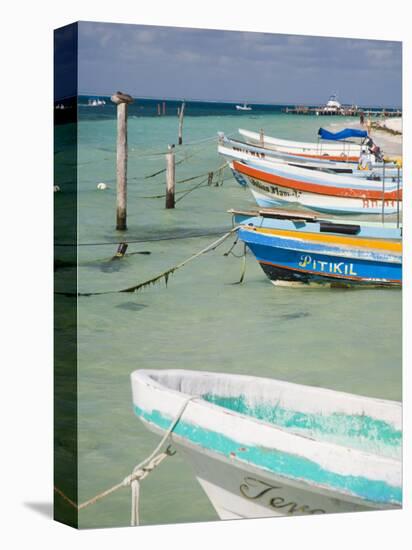 Fishing Boats Tied Up, Isla Mujeres, Quintana Roo, Mexico-Julie Eggers-Stretched Canvas