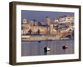 Fishing Boats with 17th century Kasbah des Oudaias, Morocco-Merrill Images-Framed Premium Photographic Print