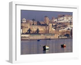 Fishing Boats with 17th century Kasbah des Oudaias, Morocco-Merrill Images-Framed Premium Photographic Print