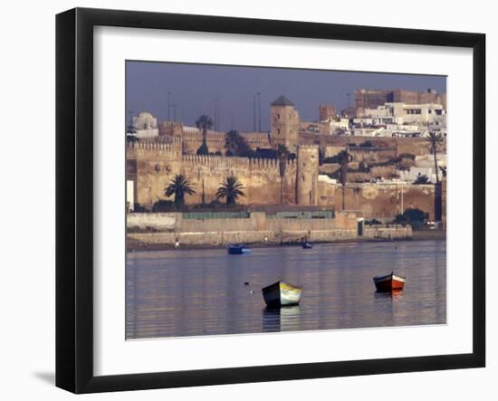 Fishing Boats with 17th century Kasbah des Oudaias, Morocco-Merrill Images-Framed Photographic Print