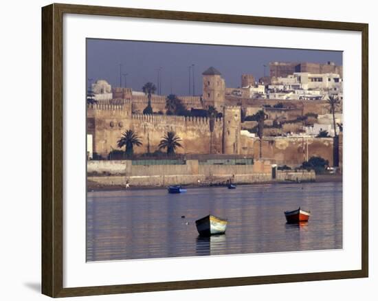 Fishing Boats with 17th century Kasbah des Oudaias, Morocco-Merrill Images-Framed Photographic Print