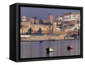 Fishing Boats with 17th century Kasbah des Oudaias, Morocco-Merrill Images-Framed Stretched Canvas