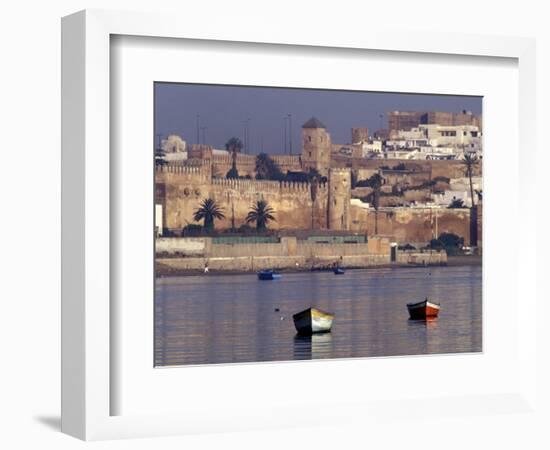 Fishing Boats with 17th century Kasbah des Oudaias, Morocco-Merrill Images-Framed Photographic Print