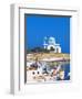 Fishing Boats with a Chapel in Background, Chios Island, Greek Islands, Greece, Europe-Sakis Papadopoulos-Framed Photographic Print