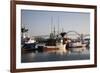 Fishing Boats with Yaquina Bay Bridge in Background, Newport, Oregon, USA-Jamie & Judy Wild-Framed Photographic Print