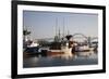 Fishing Boats with Yaquina Bay Bridge in Background, Newport, Oregon, USA-Jamie & Judy Wild-Framed Photographic Print