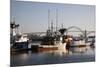 Fishing Boats with Yaquina Bay Bridge in Background, Newport, Oregon, USA-Jamie & Judy Wild-Mounted Photographic Print