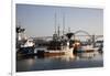 Fishing Boats with Yaquina Bay Bridge in Background, Newport, Oregon, USA-Jamie & Judy Wild-Framed Photographic Print