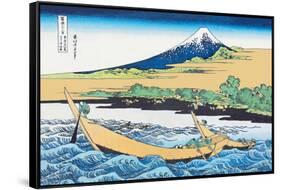 Fishing Boats Within View of Mount Fuji-Katsushika Hokusai-Framed Stretched Canvas