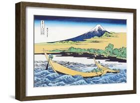 Fishing Boats Within View of Mount Fuji-Katsushika Hokusai-Framed Art Print