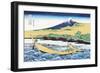 Fishing Boats Within View of Mount Fuji-Katsushika Hokusai-Framed Art Print