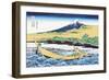 Fishing Boats Within View of Mount Fuji-Katsushika Hokusai-Framed Premium Giclee Print