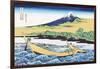 Fishing Boats Within View of Mount Fuji-Katsushika Hokusai-Framed Art Print