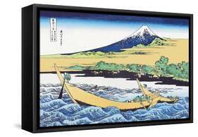 Fishing Boats Within View of Mount Fuji-Katsushika Hokusai-Framed Stretched Canvas