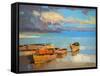 Fishing Boats-Vahe Yeremyan-Framed Stretched Canvas