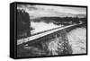 Fishing Bridge Scene in Black and White, Yellowstone National Park-Vincent James-Framed Stretched Canvas