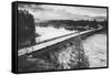 Fishing Bridge Scene in Black and White, Yellowstone National Park-Vincent James-Framed Stretched Canvas