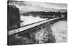 Fishing Bridge Scene in Black and White, Yellowstone National Park-Vincent James-Stretched Canvas