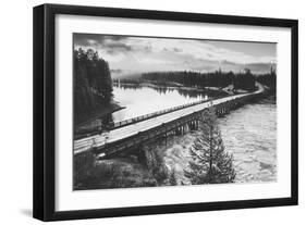 Fishing Bridge Scene in Black and White, Yellowstone National Park-Vincent James-Framed Photographic Print