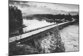 Fishing Bridge Scene in Black and White, Yellowstone National Park-Vincent James-Mounted Photographic Print
