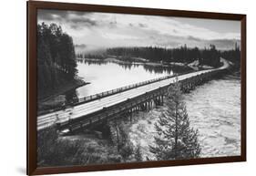 Fishing Bridge Scene in Black and White, Yellowstone National Park-Vincent James-Framed Photographic Print