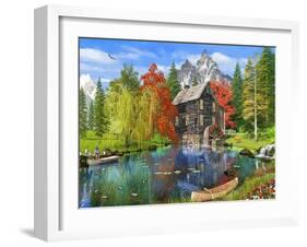 Fishing by the Mill-Dominic Davison-Framed Art Print