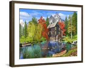 Fishing by the Mill-Dominic Davison-Framed Art Print