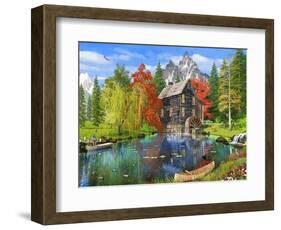 Fishing by the Mill-Dominic Davison-Framed Art Print