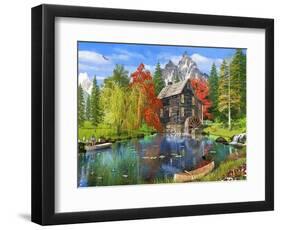 Fishing by the Mill-Dominic Davison-Framed Art Print