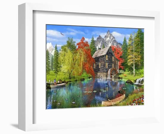 Fishing by the Mill-Dominic Davison-Framed Art Print