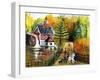 Fishing by the Old Grist Mill-Cheryl Bartley-Framed Giclee Print