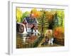 Fishing by the Old Grist Mill-Cheryl Bartley-Framed Giclee Print