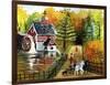 Fishing by the Old Grist Mill-Cheryl Bartley-Framed Giclee Print