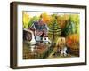 Fishing by the Old Grist Mill-Cheryl Bartley-Framed Giclee Print