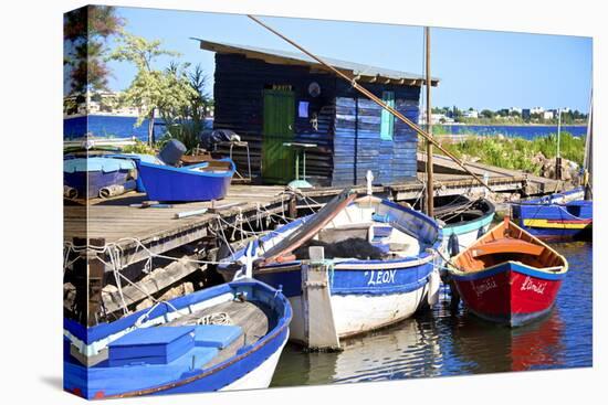 Fishing Cabin and Ancient Fishing Boats-Guy Thouvenin-Stretched Canvas