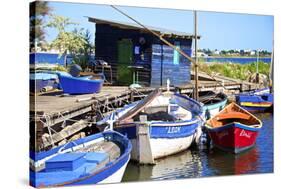 Fishing Cabin and Ancient Fishing Boats-Guy Thouvenin-Stretched Canvas