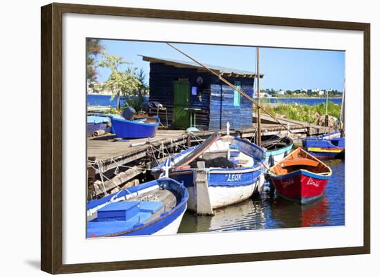 Fishing Cabin and Ancient Fishing Boats-Guy Thouvenin-Framed Photographic Print