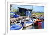Fishing Cabin and Ancient Fishing Boats-Guy Thouvenin-Framed Photographic Print