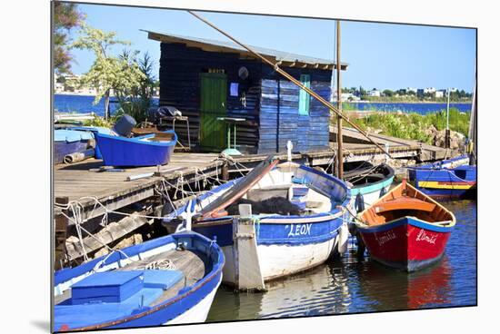 Fishing Cabin and Ancient Fishing Boats-Guy Thouvenin-Mounted Photographic Print